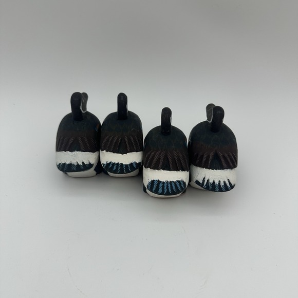 Set Of 4 Light Wood Hand Painted Duck‎ Napkin Rings - Picture 5 of 7